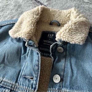 NWT GAP Kids Girls Teen Denim Sherpa Jacket Sz 8 Light Wash